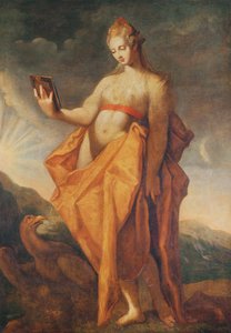 Leto, zwanger van de tweelingen Artemis en Apollo, met de adelaar van Zeus aan haar voeten